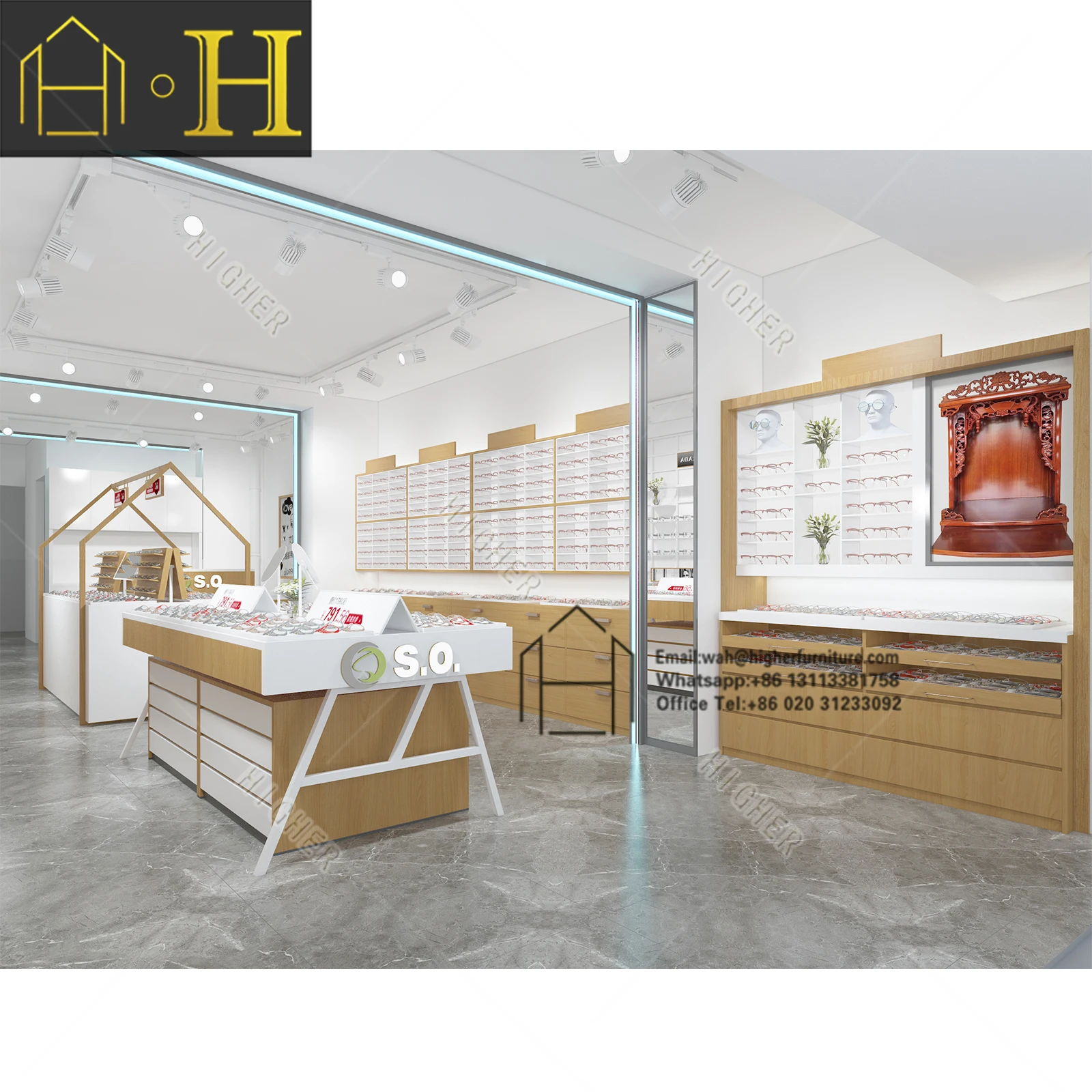 Modern Custom Optical Eyewear Counter Display Furniture Cabinets ...