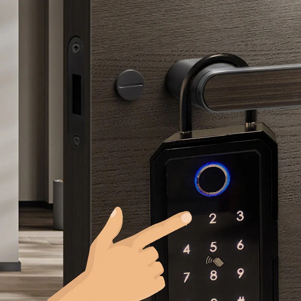 Smart Key Lock Box Tuya TTlock App WiFi Electronic Waterproof Wall Mount Fingerprint Door Lock Security Air Bnb Lock Box