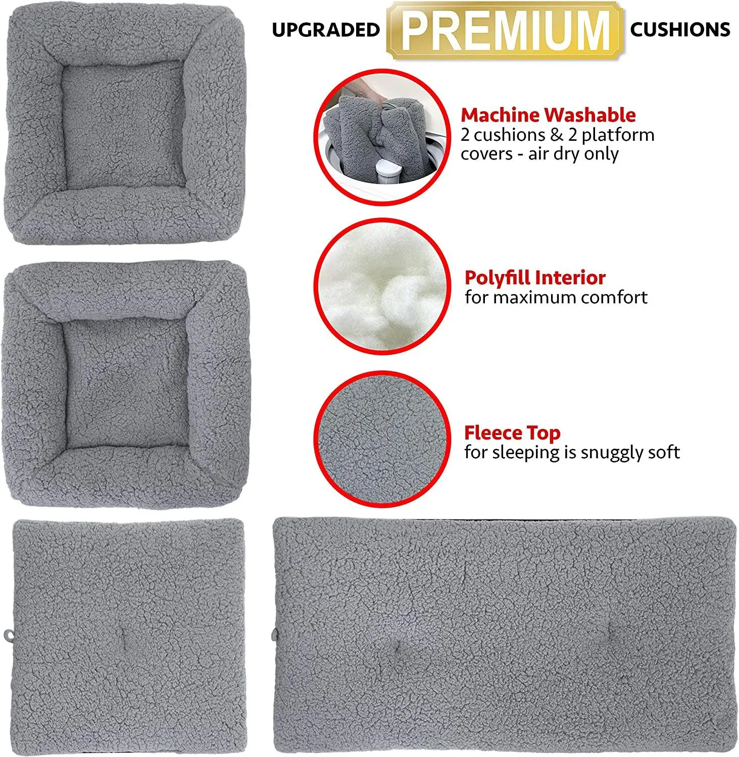 Kitty Large Stackable Grey Cat Cube, Cat House, Pop up Bed Ottoman, Mansion