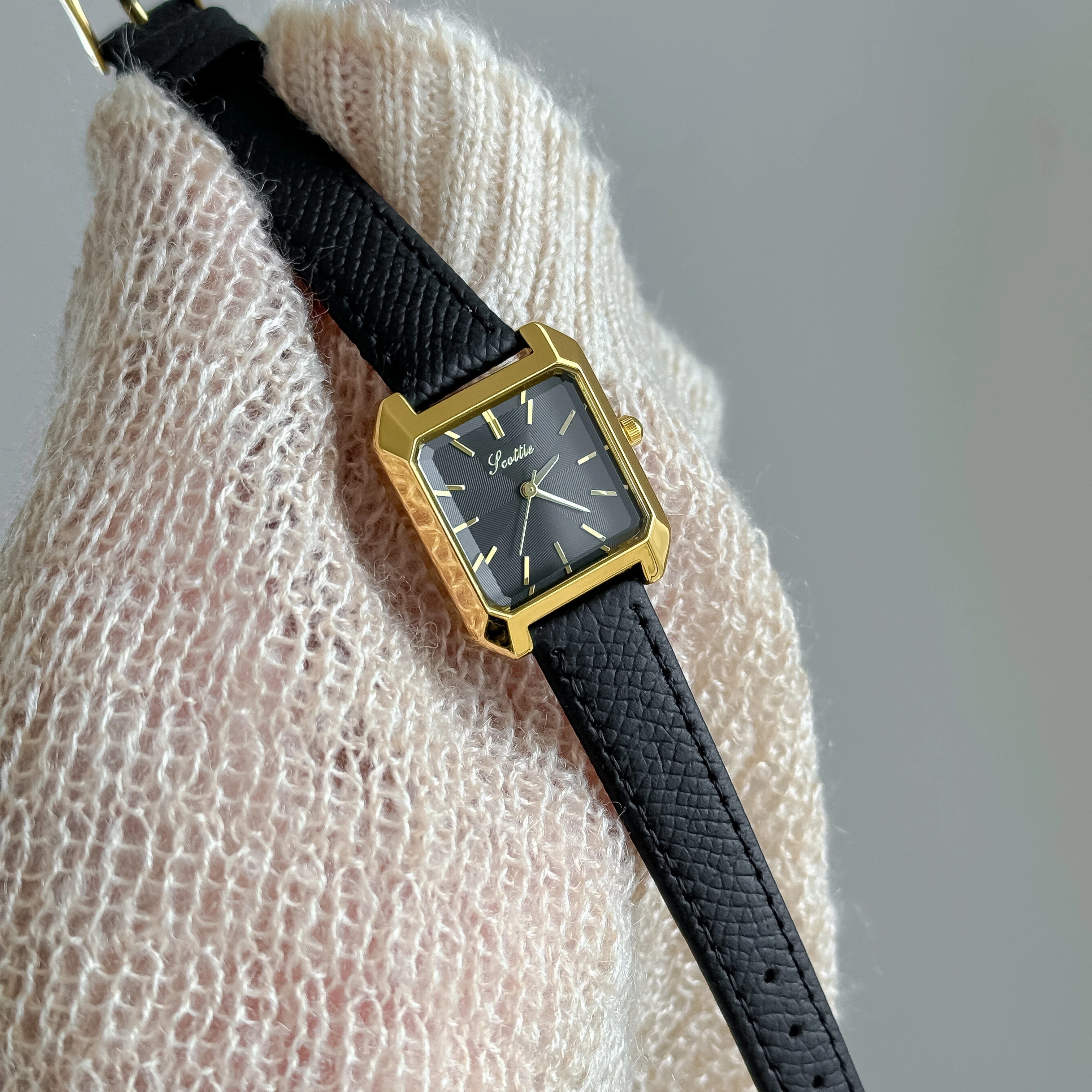 Mini Ultra Thin Square Quartz Watch with Leather Strap 30M Water Resistant high quality scottie women main image 2