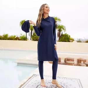 Muslim Modest Islamic Beachwear Women's Middle Eastern Style Burkini Swimwear 3-Piece Set with Pants