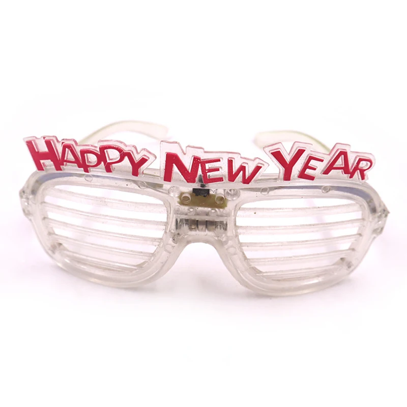 2024 Chinese New Year LED Flashing Shutter Glasses Transparent Red Battery Operated Shaped Like Numbers Boxed Packed
