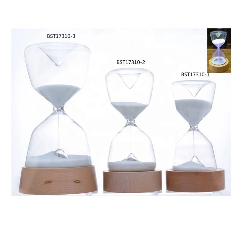 High quality LED lights wooden base enjoyable sand clock best for living room desk decoration hourglass sand timers