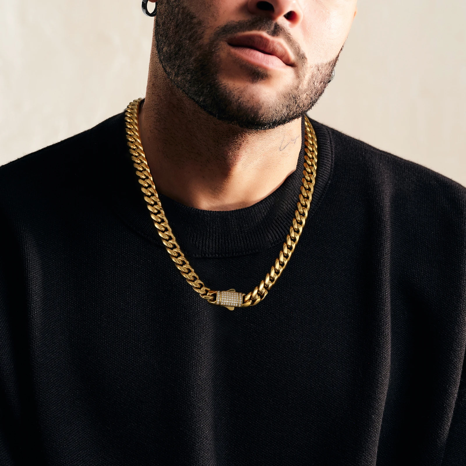 Cadena Con Pulsera De 9" Oro 14k Chapado Collar Cubana Miami De 18" Hip - Foto 5