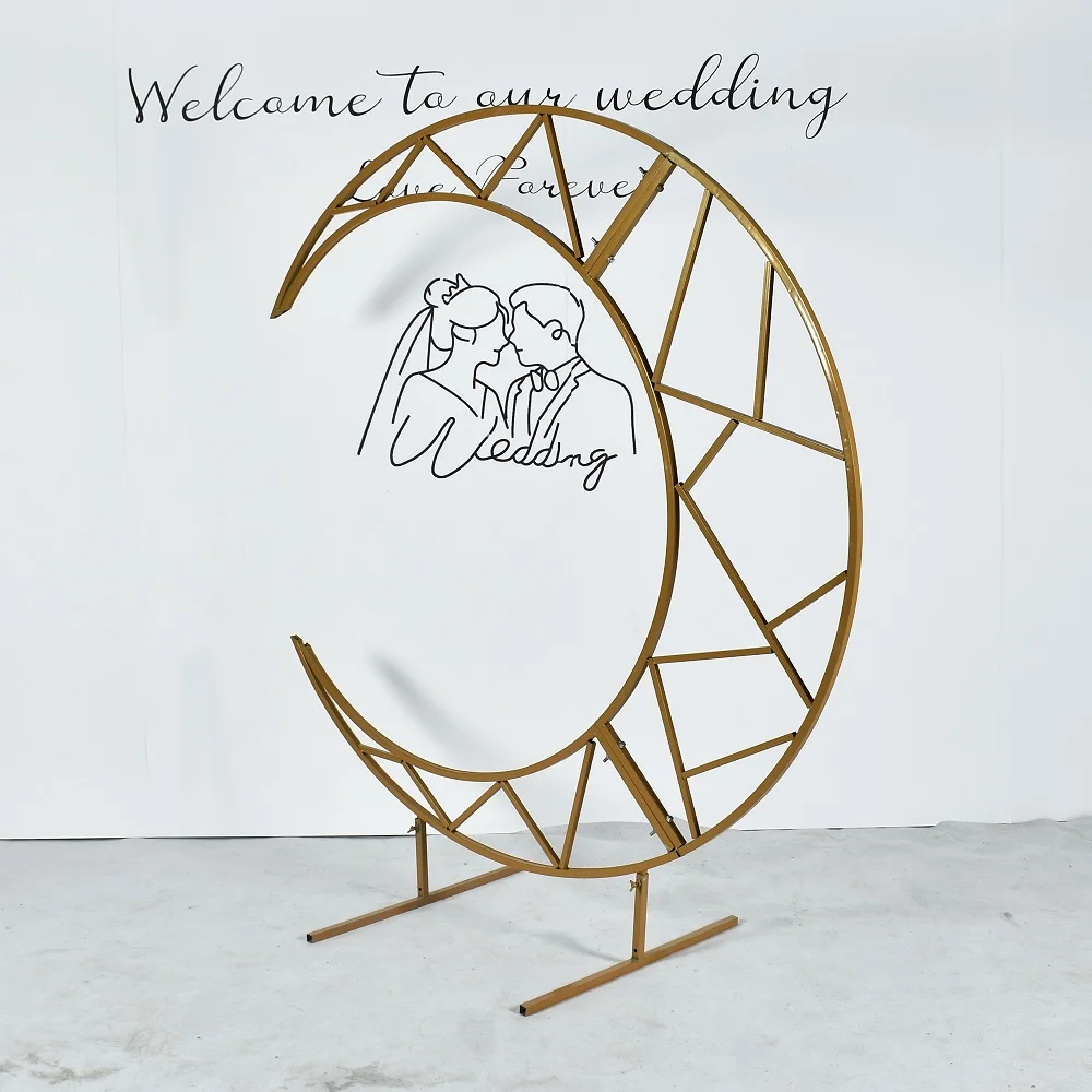 Arche De Mariage En Forme De Croissant De Lune En Métal Doré De 1