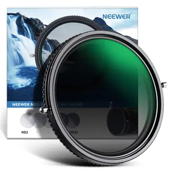 NEEWER 2 in 1 Variable ND Filter ND2-ND32&CPL Filter 82mm Ultra Slim Aluminum Alloy Frame  Nd Filter for Camera