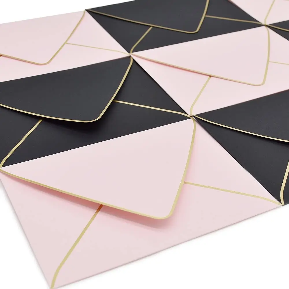 Оптовая продажа розовых конвертов A7 5x7-V конверт с золотой каймой для карт 5x7 и идеально подходит свадеб приглашений
