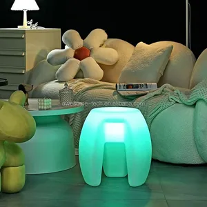 Modern 16-Color Changing LED Light-Up Bar Stool Eco-Friendly Portable Triangular Plastic Chair for Hotels Workshops Home