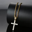 Necklace Zircon Zirconnecklaces Fashion Simple Cross Pendant Necklace Zircon Stacked Hips Hops Necklace