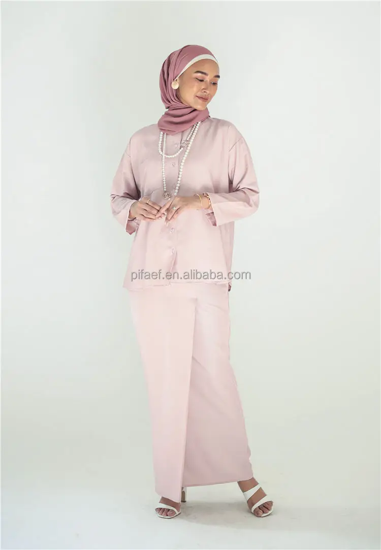 Oem New Design Plus Size Traditional Costume Borong Set Two Piece Single  Breasted Plain Muslim Women Malaysia Baju Kurung - Buy Set Two Piece,Model  