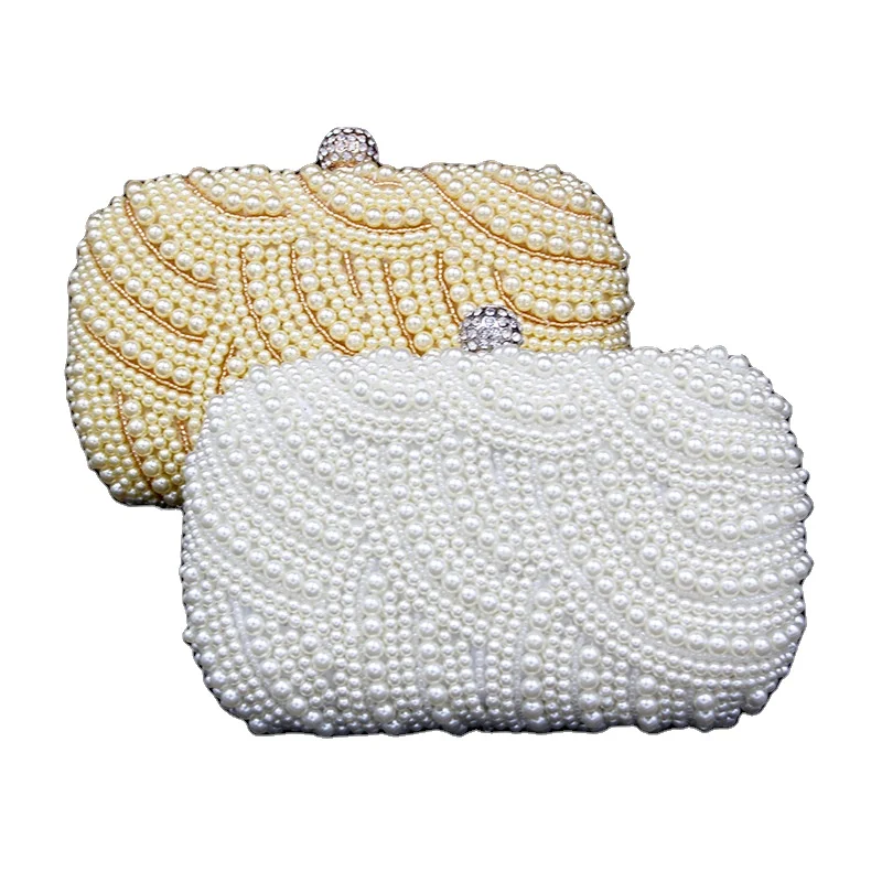 Bolso De Lujo Hecho A Mano Con Perlas Blancas Para Mujer,Bolsa De Mano Para  Fiesta,Boda,Con Cuentas - Buy Con Cuentas Bolsa De Embrague,Blanco Perla  Fiesta Bolso De Mano,Monedero Nupcial Bolsas Product on