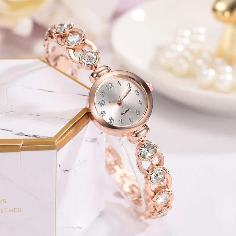 Luxury Women Watches Crystal Bracelet Stud Earring Necklace Set Ladies ...