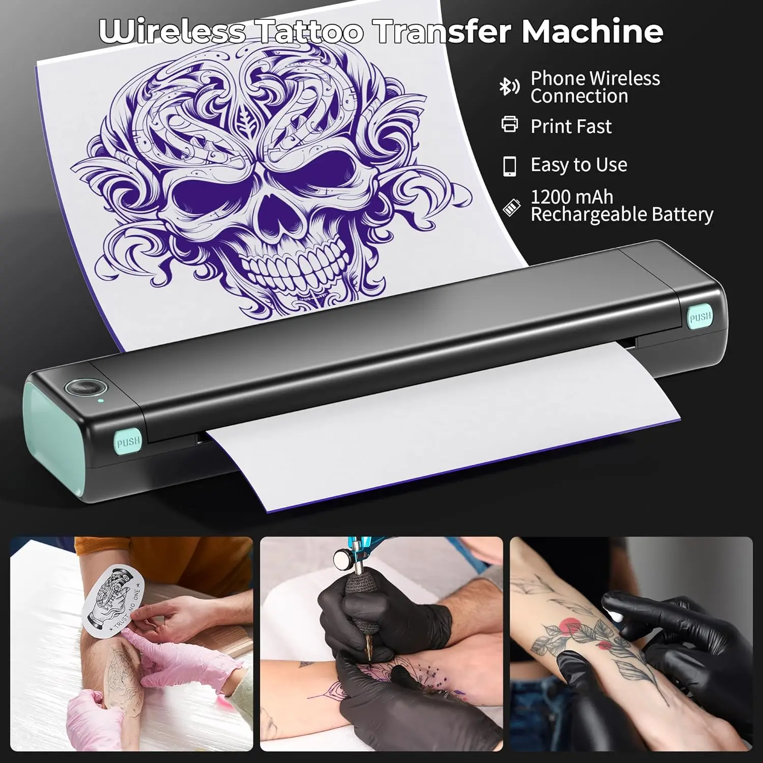 Amazon.com: TATOPRT Thermal Tattoo Printer Bluetooth Wireless Tattoo  Stencil Printer Temporary Tattoo Transfer Machine Kit for Smartphone & Pc :  Beauty & Personal Care