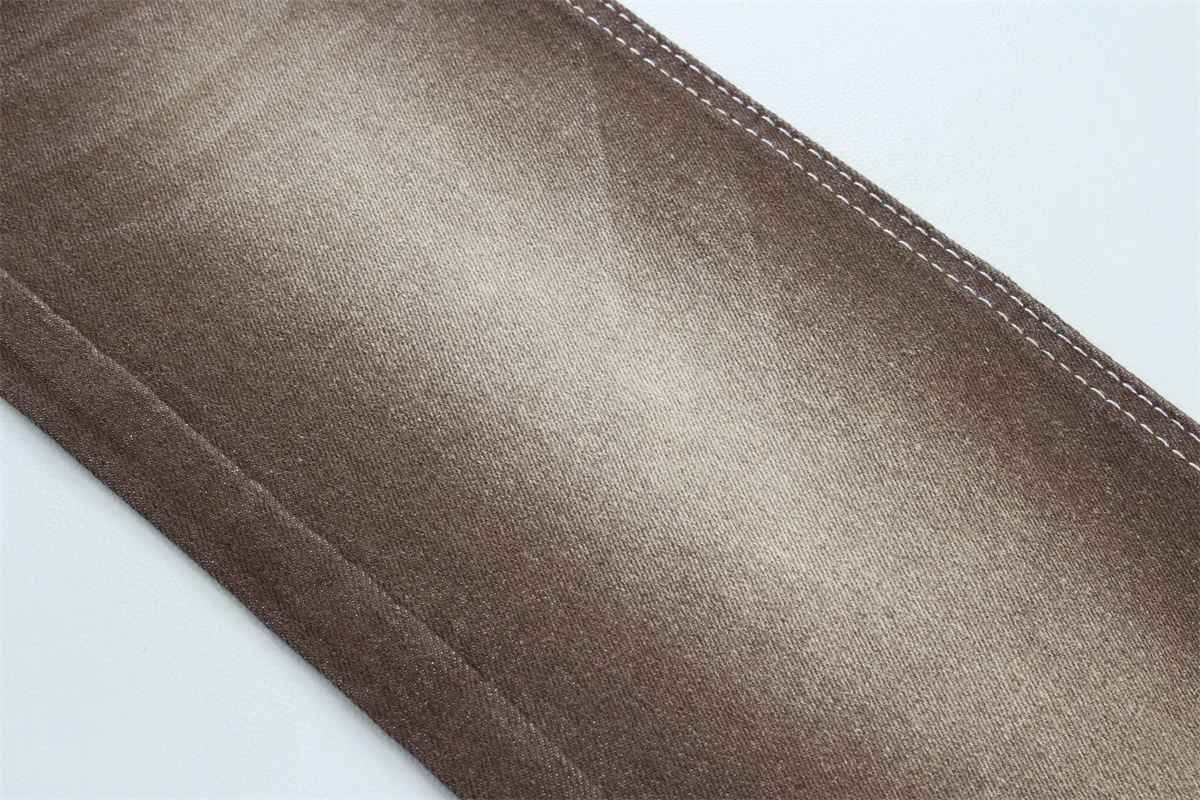 Brown Khaki Color Denim Fabric for Jeans Stretch Fabric Material for Women  Pant China Supplier