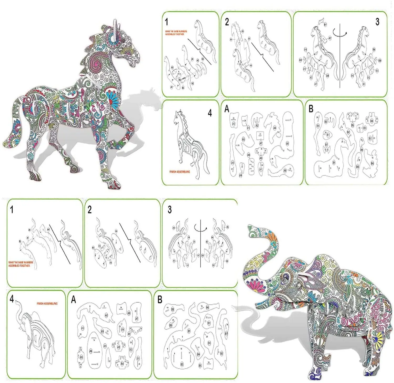Puzzle 3D Licorne à Colorier – 10 Feutres Aquarelle – Loisir Créatif Enfant Et Adulte – Cadeau Anniversaire