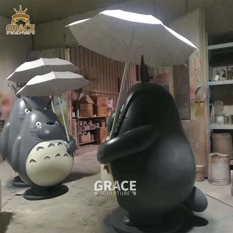 Garden Fiberglass Totoro Sculpture Life Size Cartoon Animal Statue