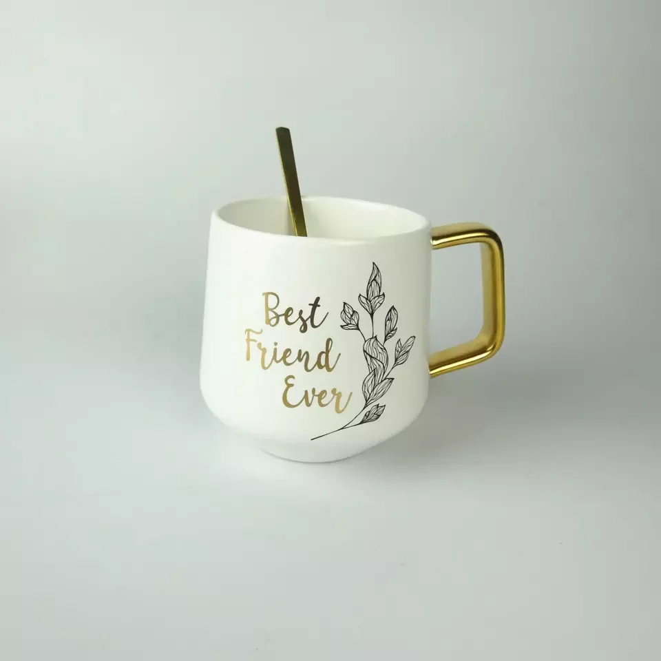 Wholesale Eco-Friendly Porcelain Gold Rim Mug Safe Reactive Glaze Ceramic Coffee Tea Latte Espresso Cappuccino Cup for Gifts manufacture