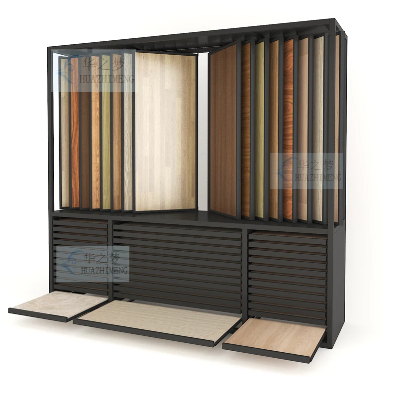 New Design Ground Tile Cabinet Display Page Turning Stone Marble Mosaic Display Racks for Woodflooring Metal Display Drawer