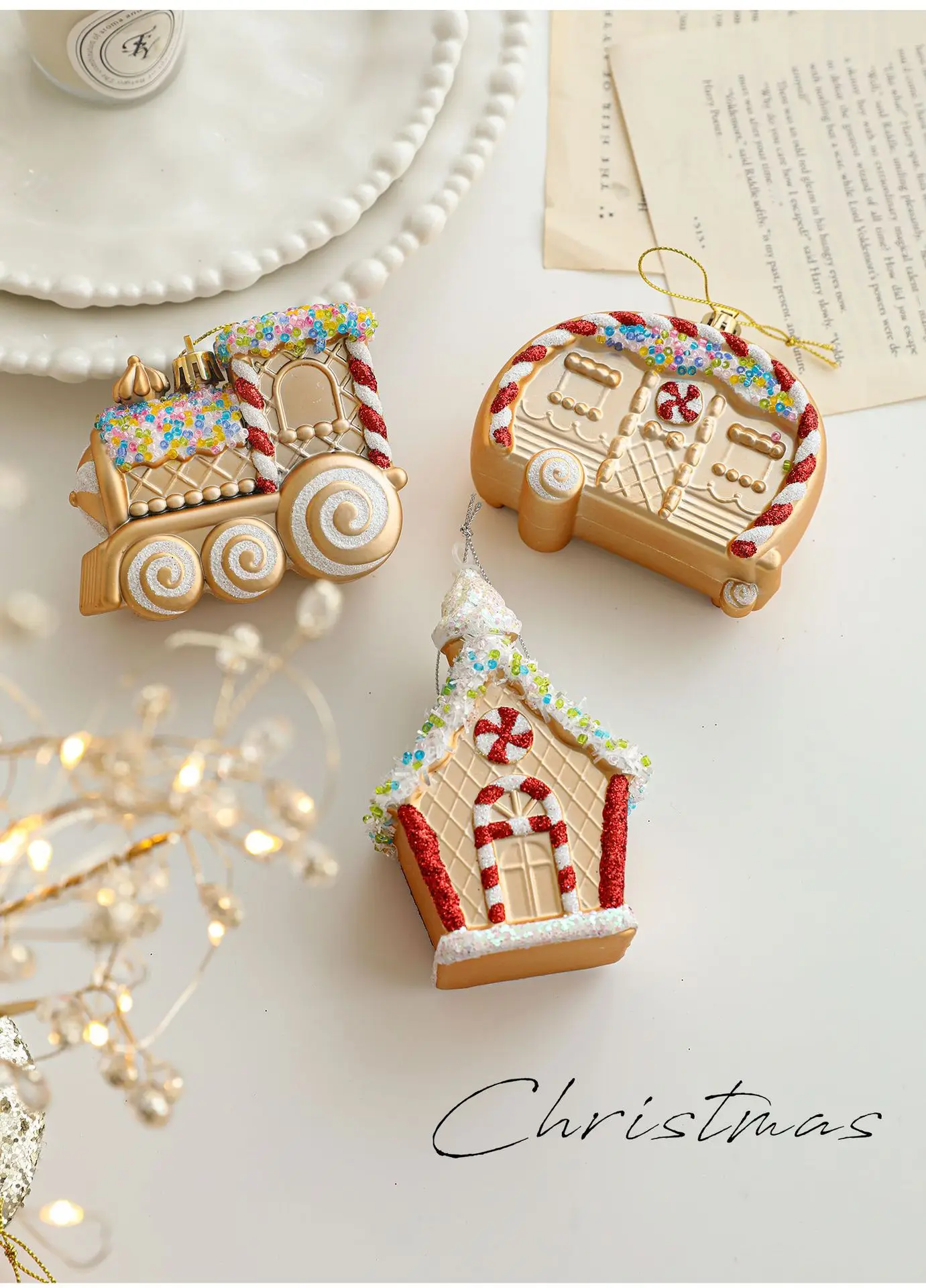 product vintage cute  fox squirrel christmas decor gingerbread man snowman christmas tree ornament diy hanging decor for party decor-11