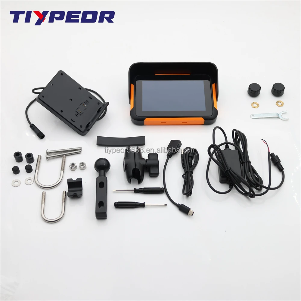 product tiypeor ipx7 waterproof moto tpms monitor system with wireless carplay and android auto navigator bluetooth sd card-5