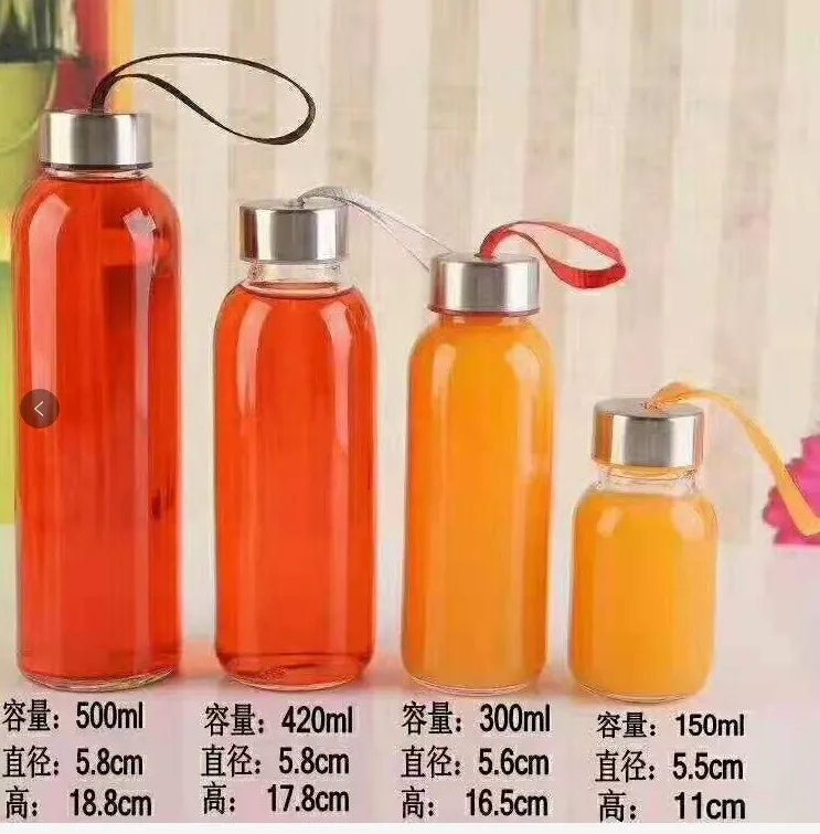 Multisize Colorful Wholesale With Cover Glass Water Bottle Clear