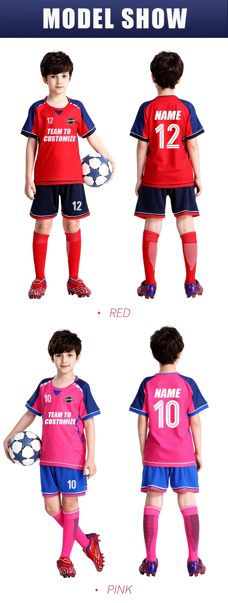 Kids Football Jersey Personalized Boys Soccer Jersey Quiock Dry Soccer