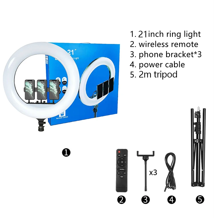 Aro de Luz 14 18 21インチ リングライト - メイクアップ、写真、ビデオ用のプロフェッショナル照明 | 調節可能な三脚 調光可能 色温度コントロール | インフル Aro de Luz 14 18 21-Inch Ring Light - Professional Lighting for