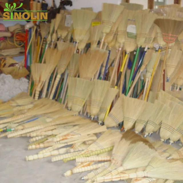 Natural Sorghum Straw Corn Broom with Wooden Handle for Sale