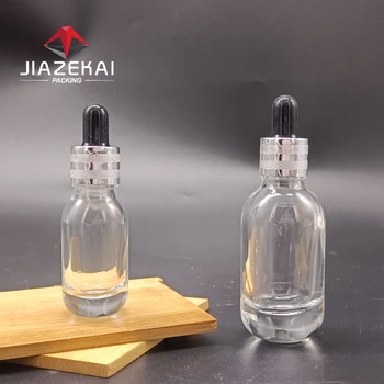 10ML Boston Shape Glass Essential Oil Glass 30ml Dropper Bottle with White Smooth Aluminum Dropper