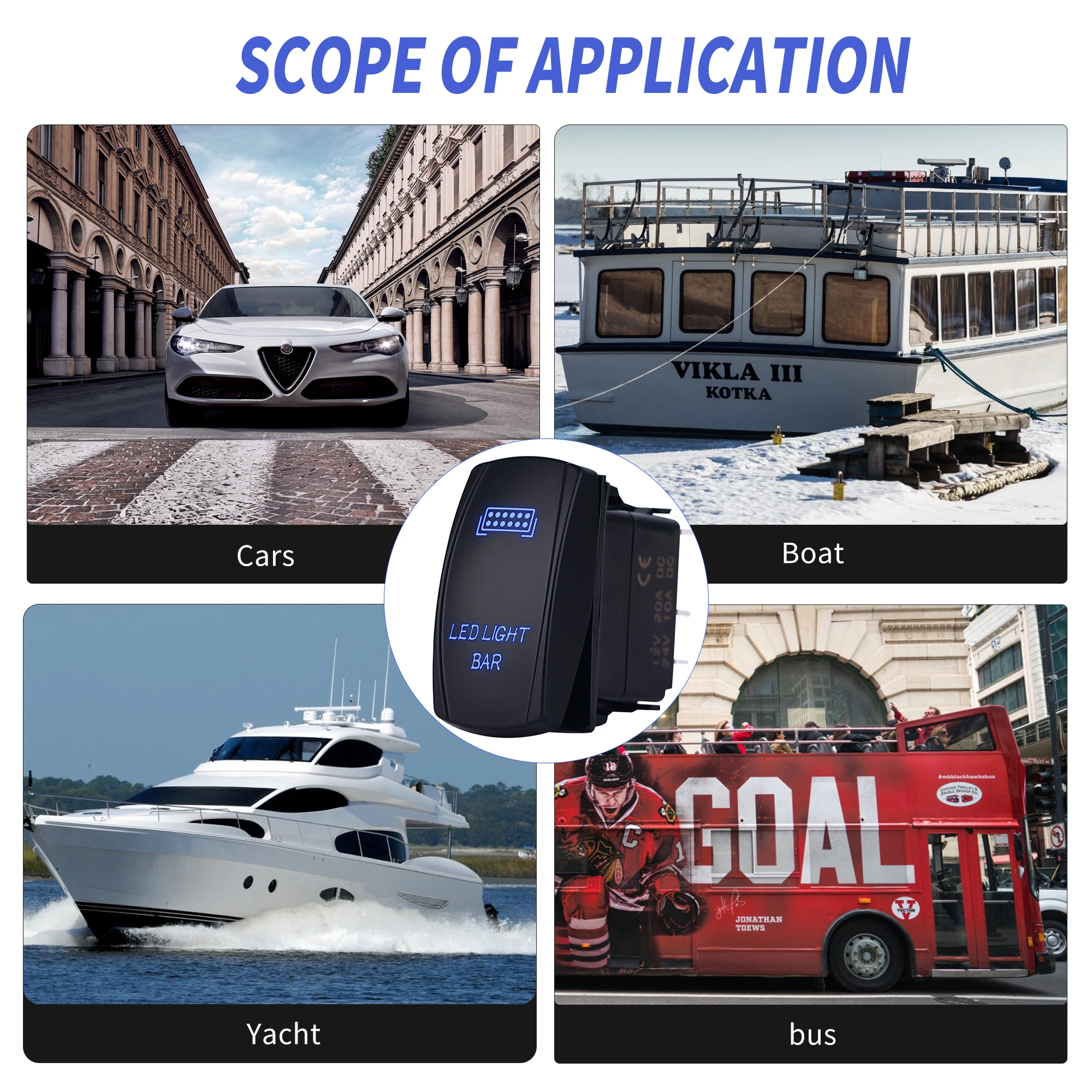 Racing Truck on Off Switch DPDT IP68 Illuminated Led Six Gang 6 ...