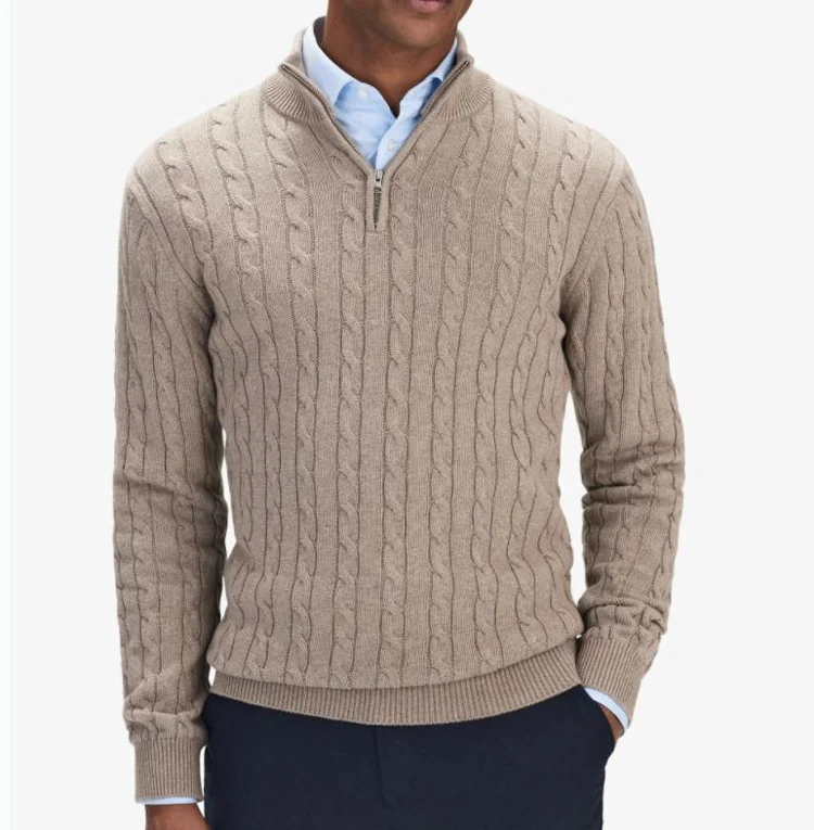Men's Plus Size Ribbed Knit Collared Neck Sweater