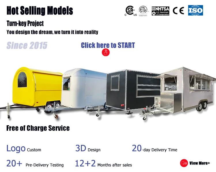 Mobile Food Kiosk Catering Fully Equipped Bbq Food Trailer Pizza Fast