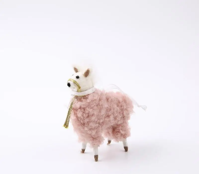 Realistic Furry Sheep Home Decoration Plush Toy Farm Animal White Ram Figurine 