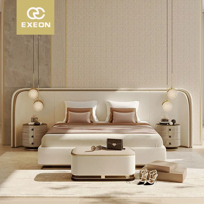 Italian Light Luxury Cloth Double Bed Net Red Designer Furniture Creative Modern Minimalist Bedroom Villa Bed