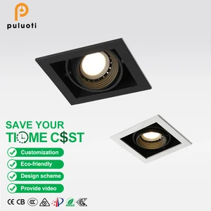 Modern MR16 GU10 LED Recessed Downlight Single Head 93*93mm Spotlight Aluminum Body Square Rectangular Pot Lights Living Room