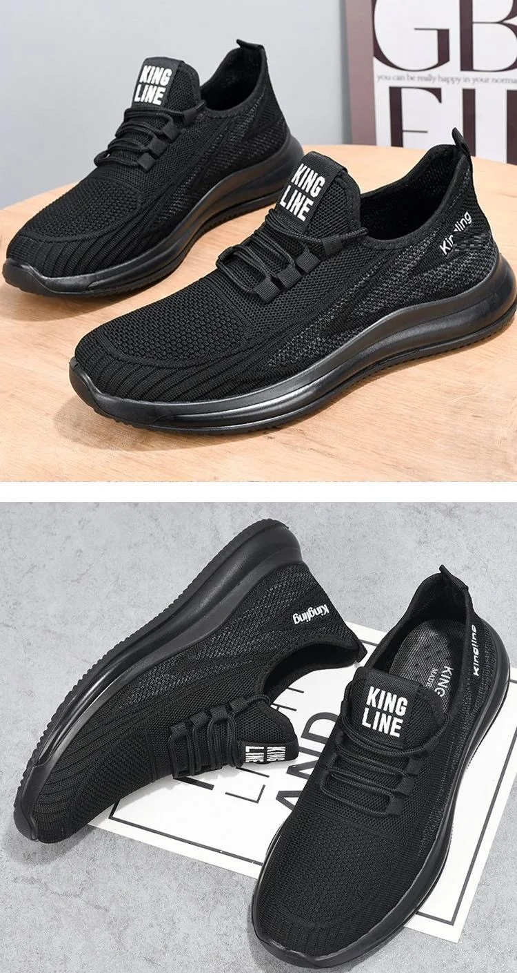 Soft Pu Sloe Breathable Super Light Weight Mens Black Jogging Gym Shoes