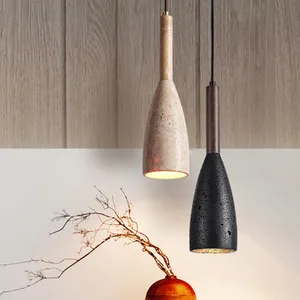 JACKSUN Restaurant Living Room Bedside Chandelier Retro Quiet Wind Bar Homestay Decoration Yellow Cave Stone