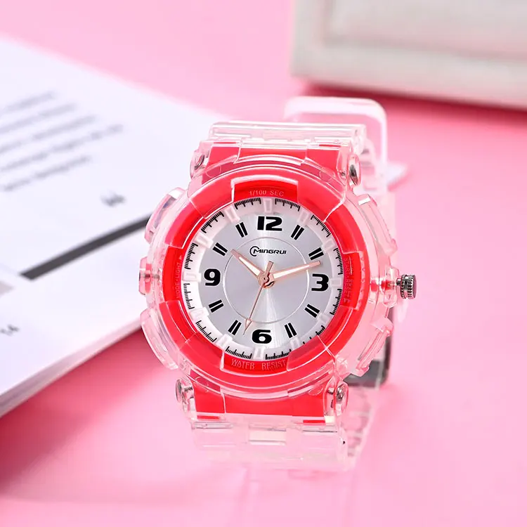 High Quality Custom Support Sports Watch Transparent Waterproof Factory Price 43mm Dial Diameter Antique Buckle Pointer Japanese