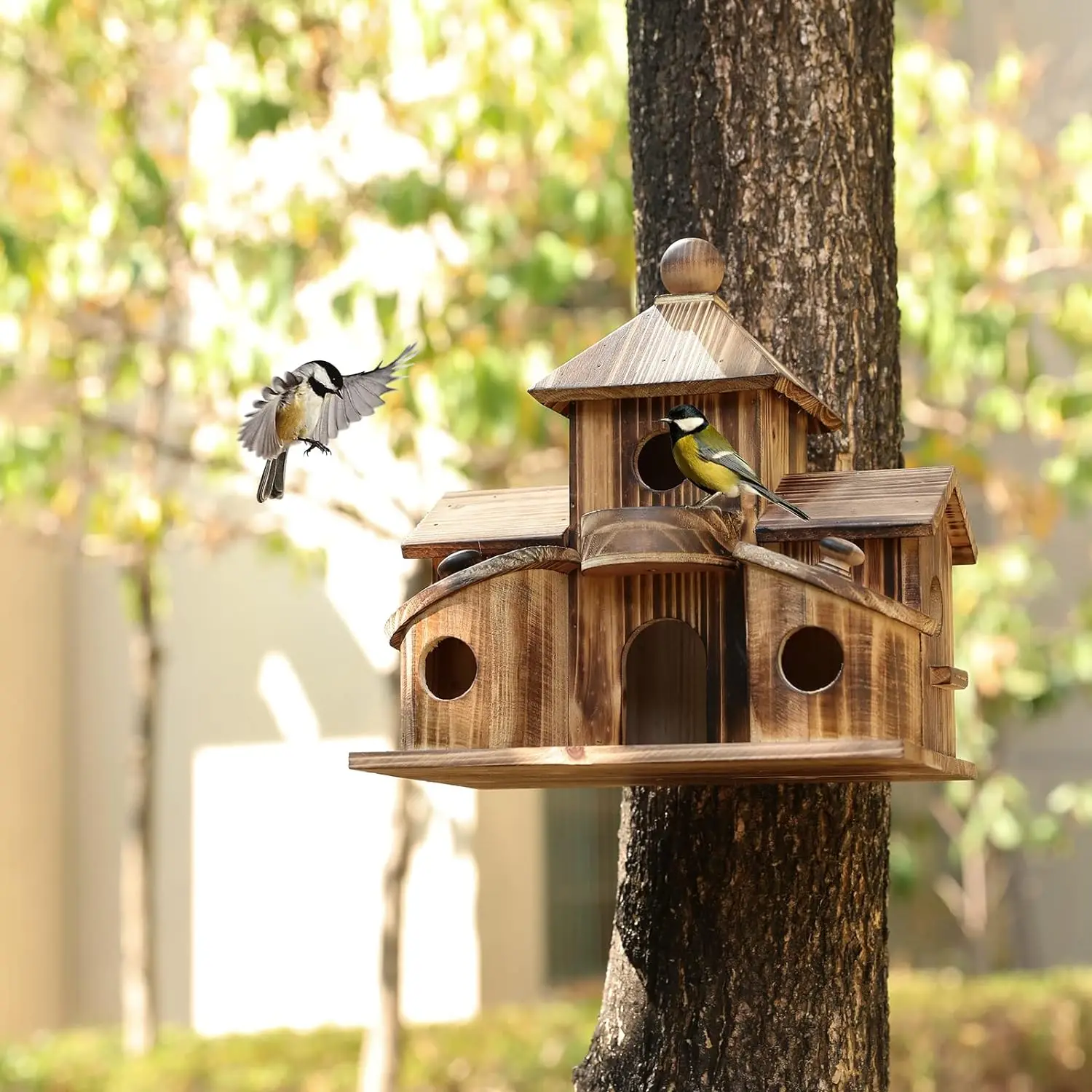Factory Custom Wooden Bird House Backyard Patio Decor Nesting Box Birdhouse Wooden Bird Feeder