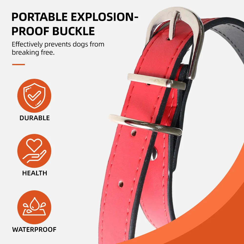 Wholesale Personalized Solid Dog Collar Stainless Steel & PU Leather A - product detail 3