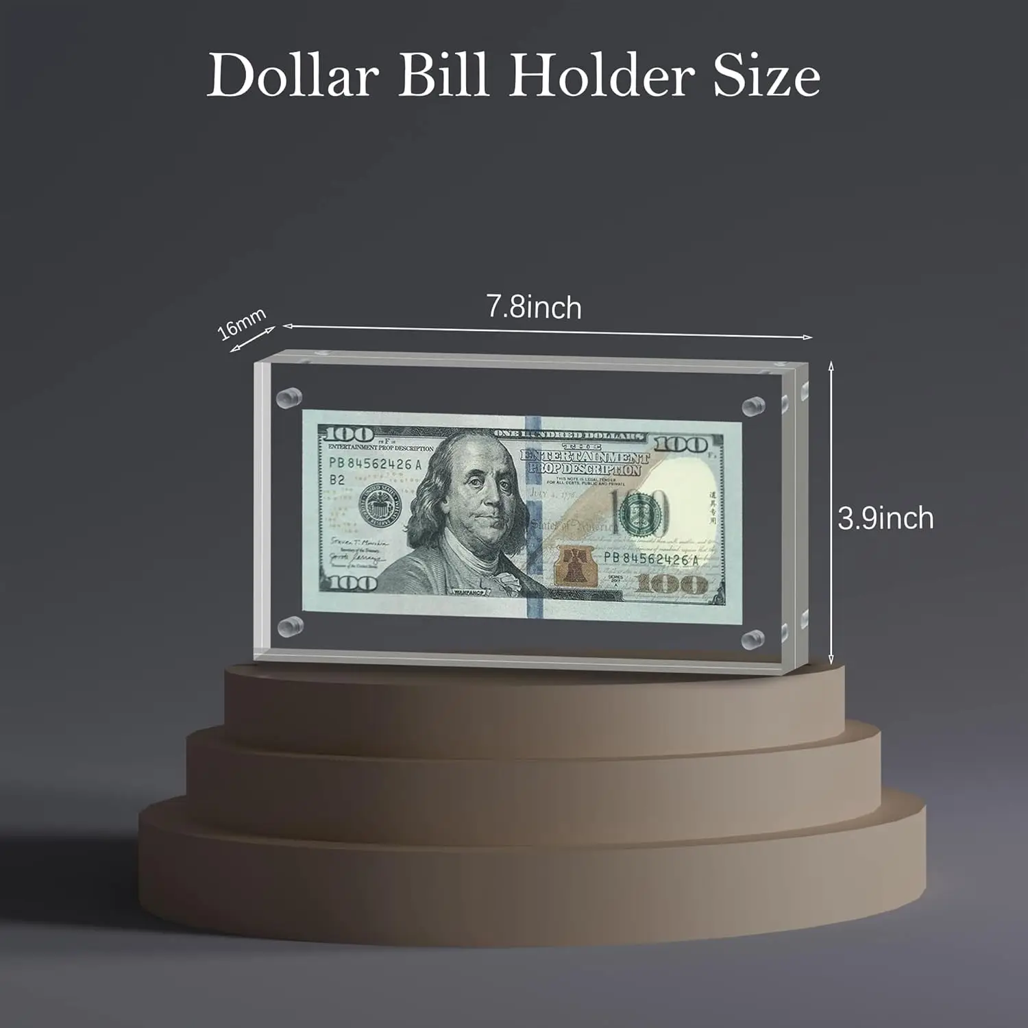 Customized Dollar Bill Frame Display Case Clear Banknotes Protector Ticket Protector Photos Frame