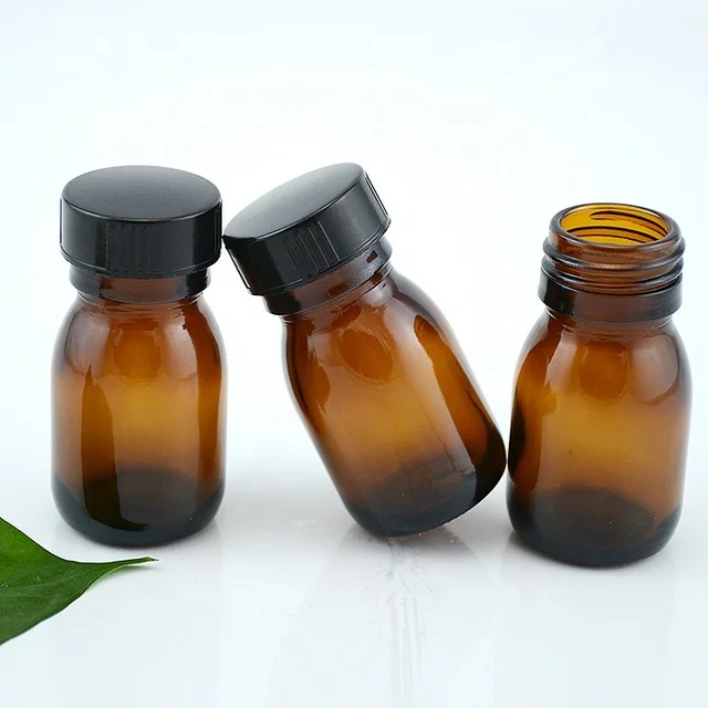 Wholesale and custom amber brown medical screw-top capsule glass packaging medicine bottle