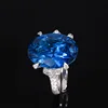 Blue pointed crystal ring