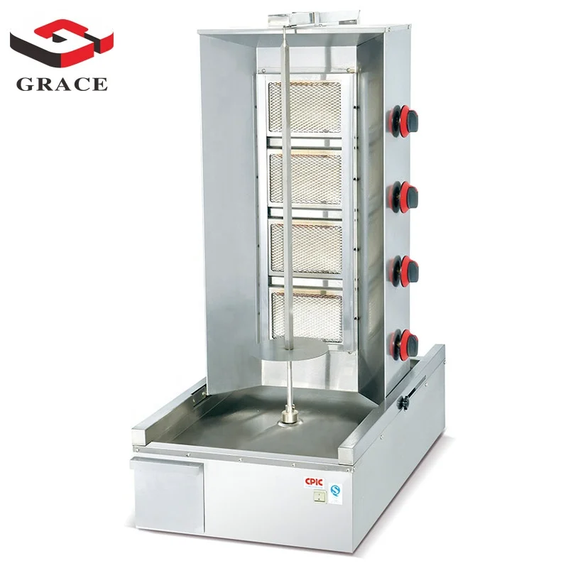 4 Burners Tabletop Meat Product Automatic Gas Doner Kebab Machine Shawarma Equipment Shawarma Machine with Free Doner Cutter