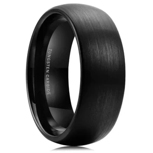 Tizti Jewelry Wholesales Rings Tungsten Band 8/6/4mm Brushed Domed Brushed Finish Black Tungsten Ring for Men Rings