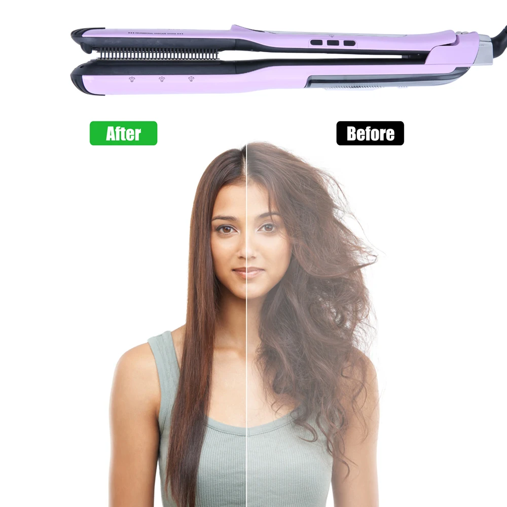 Steamplus 85w LCD 40ml Tank Titanium Plates Salon Styling Tools Steam Machines Iron Hair Straightener Brush