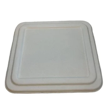 100% Compostable Middle 4Compartment Bagasse Box Lids, Made from Eco-Friendly and Biodegradable Sugarcane Fibers