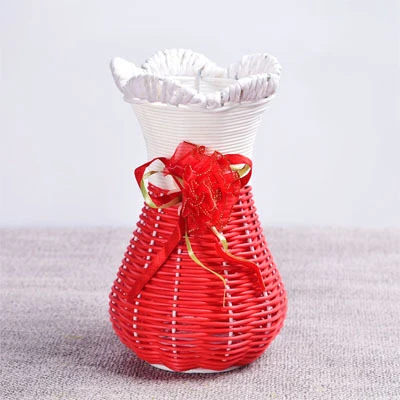 Сделанный на заказ ручной ткацкий новый дизайн PP ротанга имитация сушеных цветочных ваз украшение