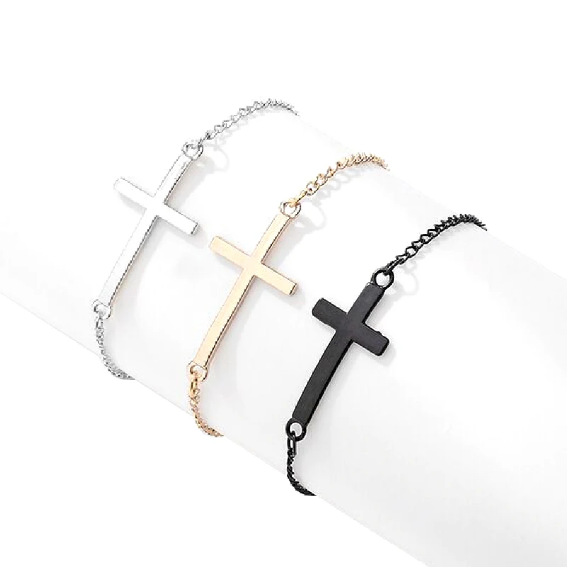 women's sideways cross bracelet