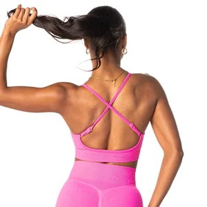 Women Active Wear Seamless Cloud Cross Breautiful Back Gym Fitness Bras Seamless Cross Back Sports Bras